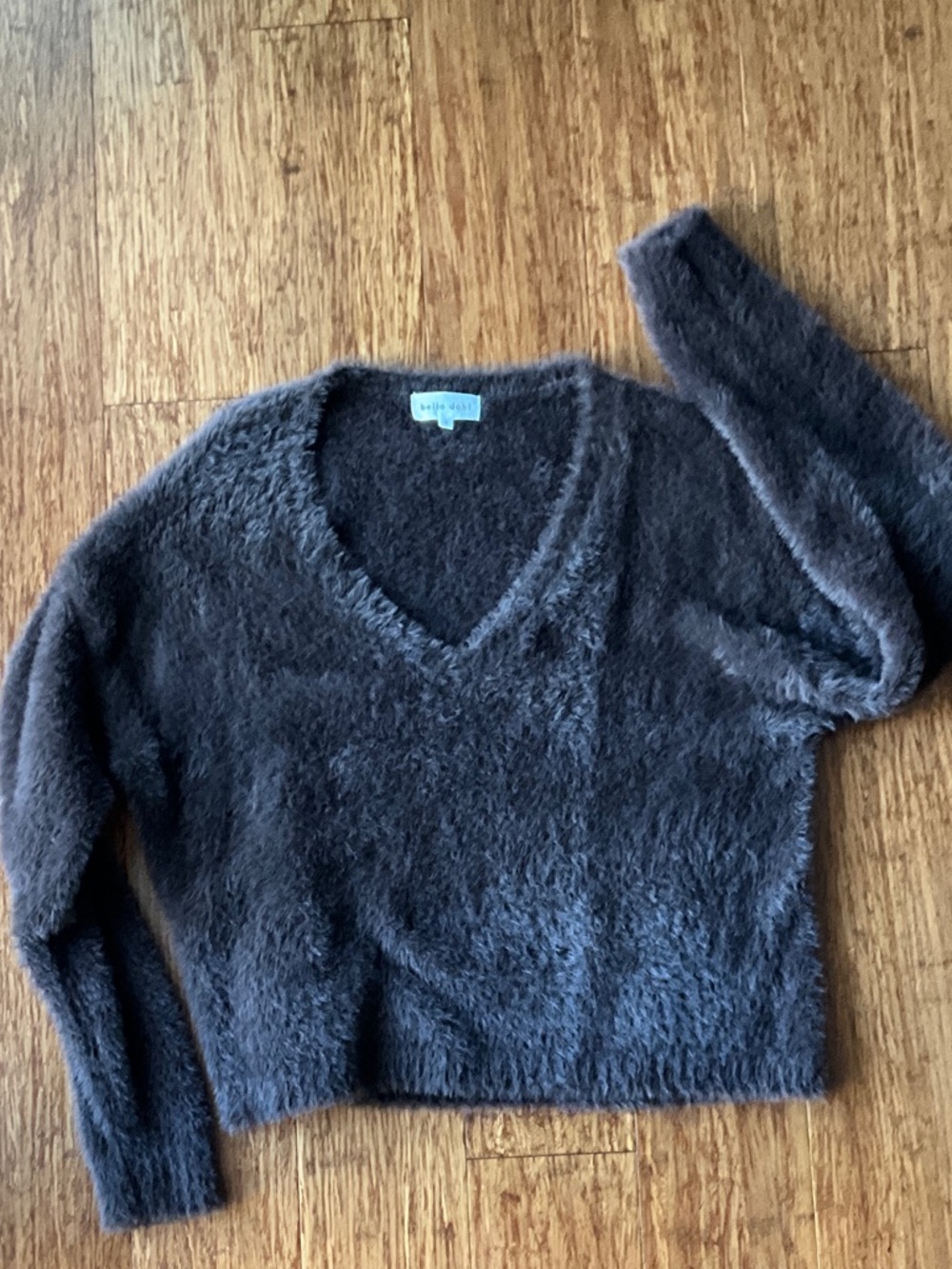 Bella Dahl Brown Fuzzy V-Neck Sweater